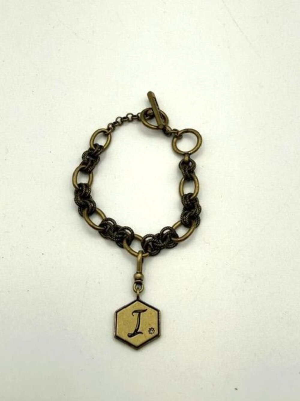 Chloe + Isabel Tresors Heirloom Initial "I" Charm Bracelet C028I Antique Bronze